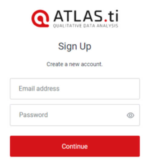 the ATLAS.ti Sign up screen