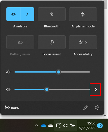 The menu for basic settings with the button to get more volume settings highlighted in red