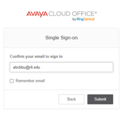 The Single Sign-on page with an example email entered