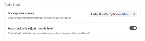 The audio input section of the settings and the ability to select your chosen microphone