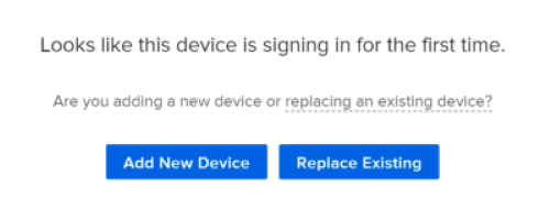 The logging in to Crashplan with a new device screen