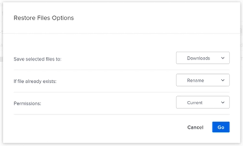 The options of where to restore files