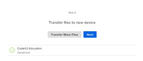 The post screen after the restoration with the ability to move on or to transfer and restore more files