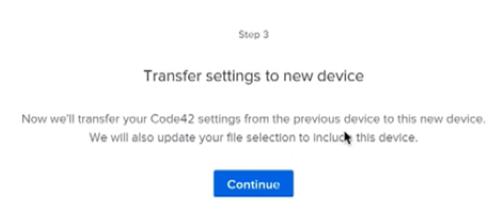 The final step of transferring settings to the new device 
