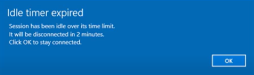 The Idle timer alert for remote desktop