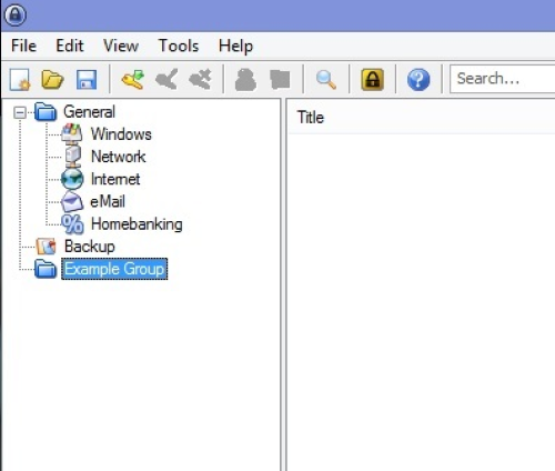 The new made example group highlighted in blue on the left within the 