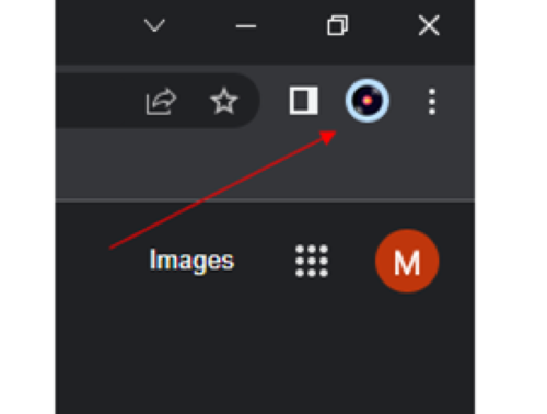 A new tab of google chrome with a red arrow pointing to the profile picture