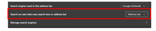 The selector to choose between the search bar or the address bar