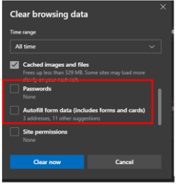 The options to delete other data is also an option is highlighted in red