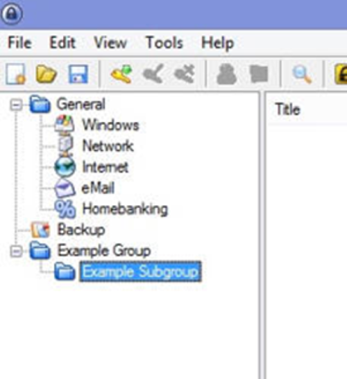 The subgroup just created under the main group highlighted in blue