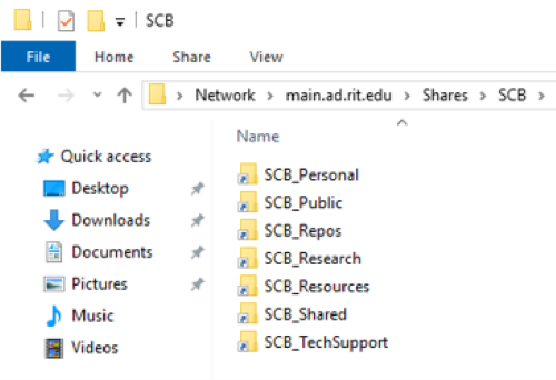 all of the SCB Shared drives within File Explorer