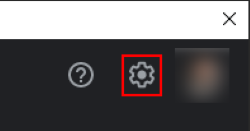 The settings section of the system tray with the gear highlighted in red